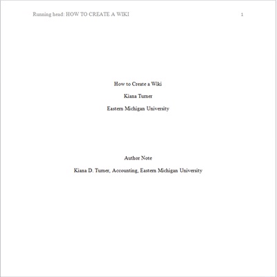Cover page for essay apa format