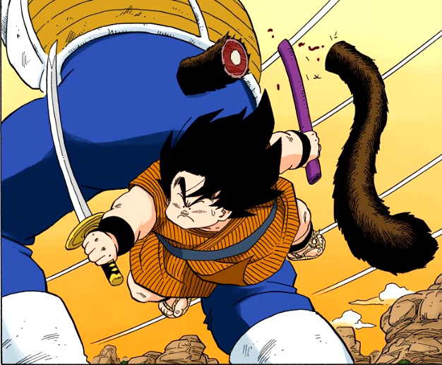 Who cut off Goku's tail?