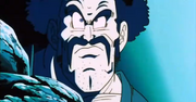 Mr. Satan observando la batalla