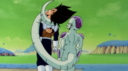 Vegeta siendo extrangulado por Freezer