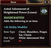 Astral Adornment of Heightened Power (Lesser)
