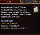 A note from Prince Talvus