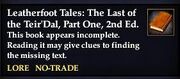 Leatherfoot Tales- The Last of the Teir'Dal, Part One, 2nd Ed. (Quest Starter)