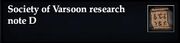 Society of Varsoon research note D