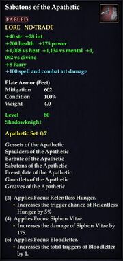 Sabatons of the Apathetic