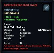 Hardened ebon short sword