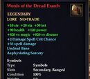 Words of the Dread Exarch