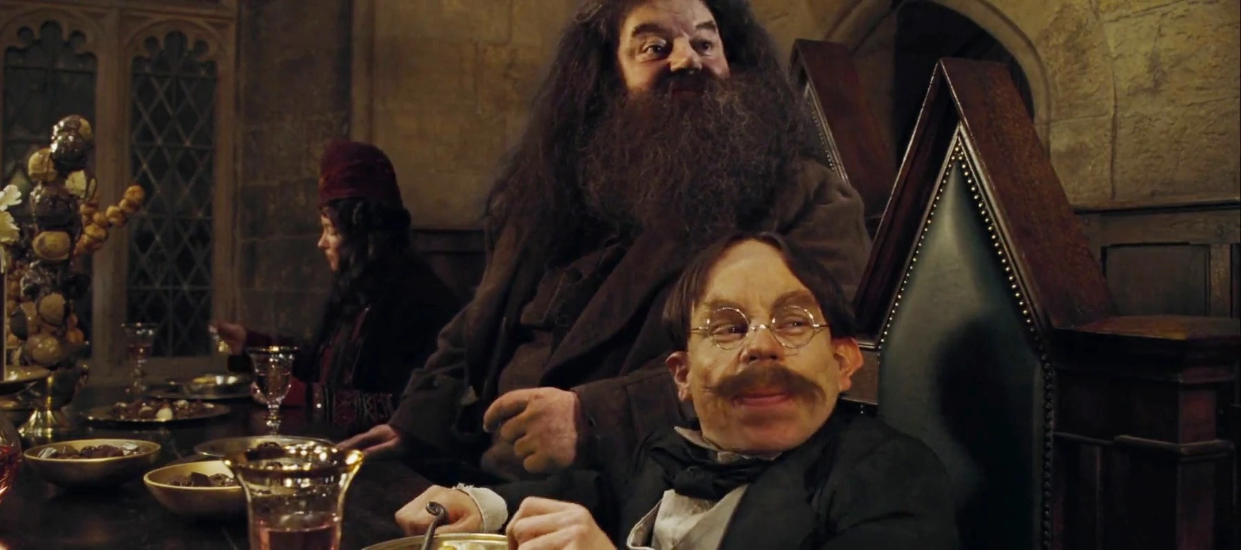 Image Hagrid and Flitwick at the High Table.jpg Harry Potter Wiki