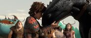 Hiccup and Toothless with their heads touching
