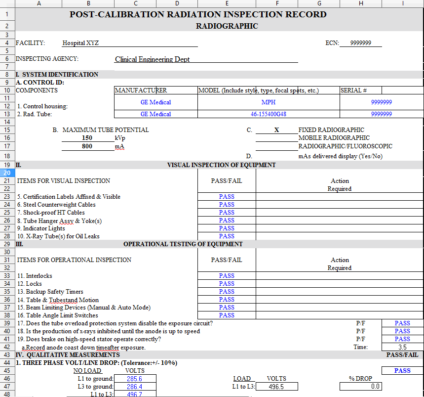 Post Calibration Radiation Inspection (Radiographic) | HTM Wiki