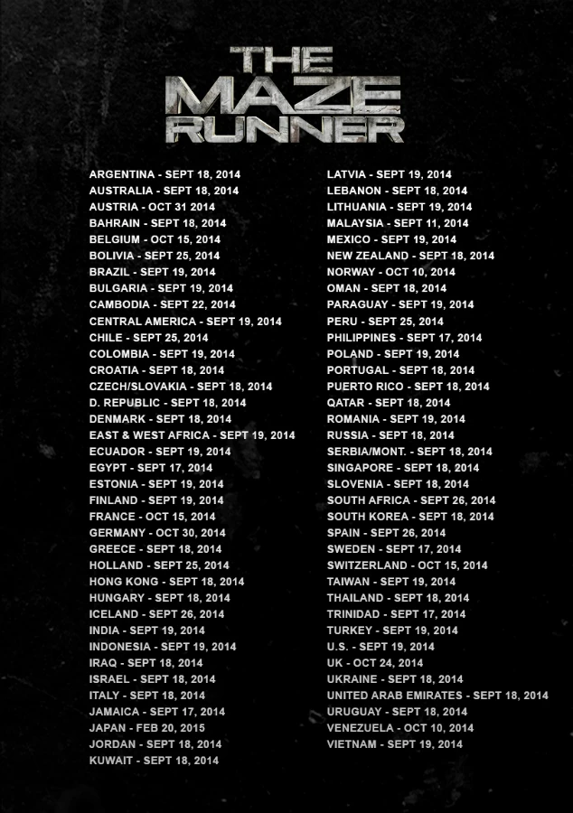 CategoryFilms The Maze Runner Wiki FANDOM powered by Wikia