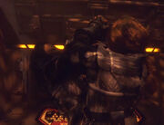 Martok and Worf fight on the Rotarran
