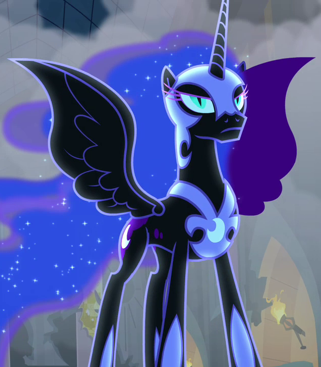 Princesa Luna Pensando, personagem My Little Pony em preto e roxo