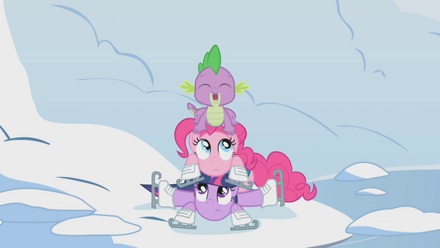 File:Twilight, Pinkie, and Spike in a pile S1E11.png