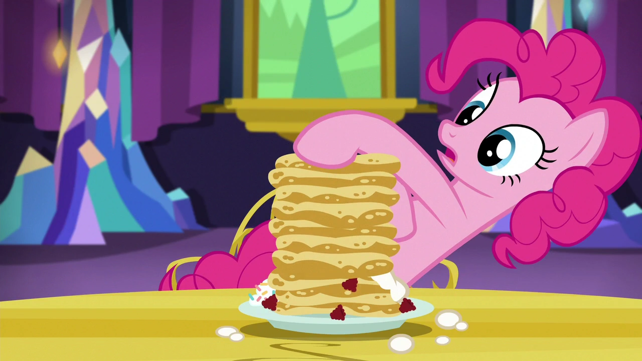 Image Pinkie stacks pancakes on her plate S5E3.png My Little Pony