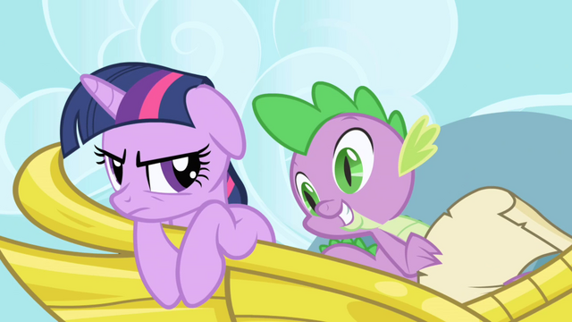 File:Spike reading Celestia's request to "make some friends" S1E01.png