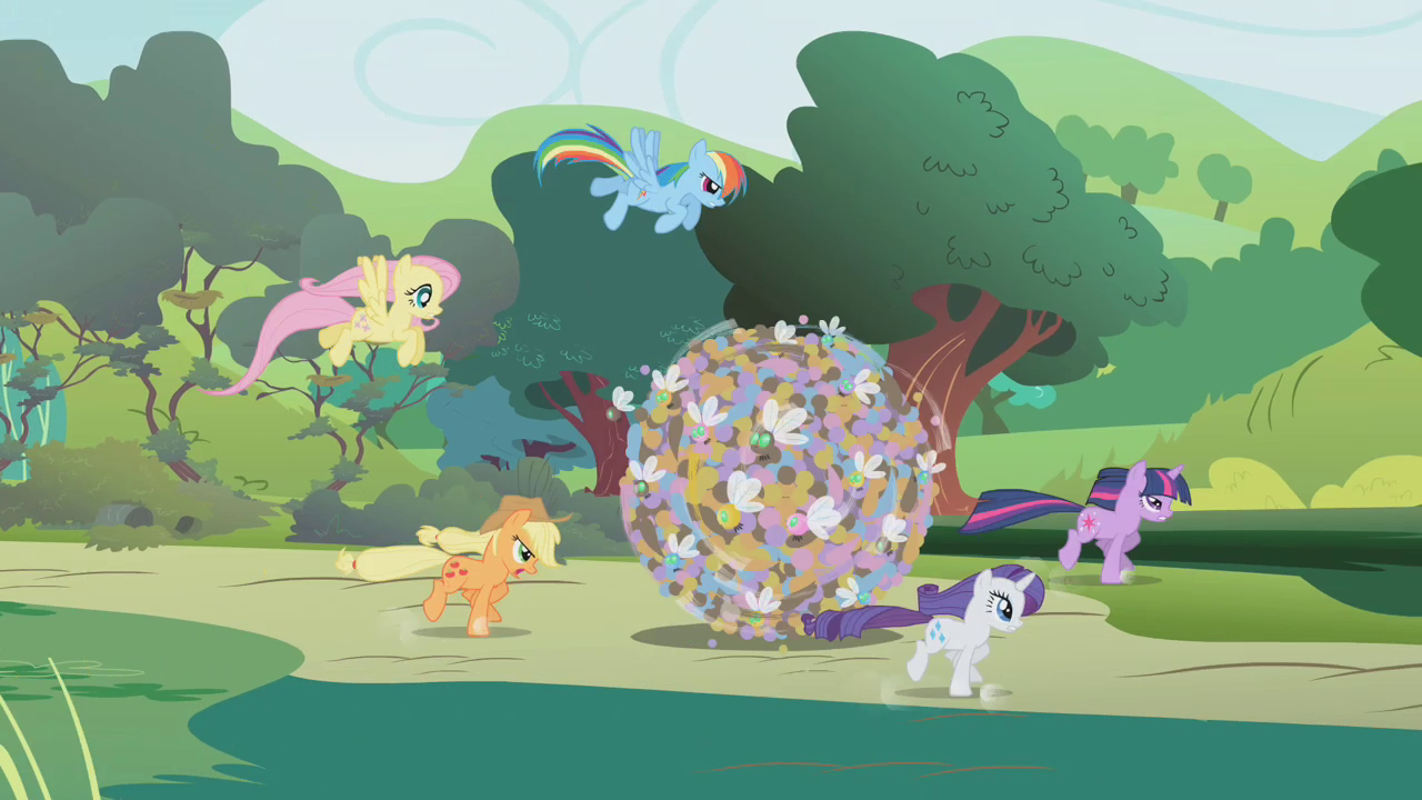 Applejack%2C_Rarity%2C_Twilight%2C_Fluttershy_and_Rainbow_rolling_a_ball_of_parasprites_S01E10.png