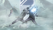 Kakashi acerta Zabuza com Raikiri
