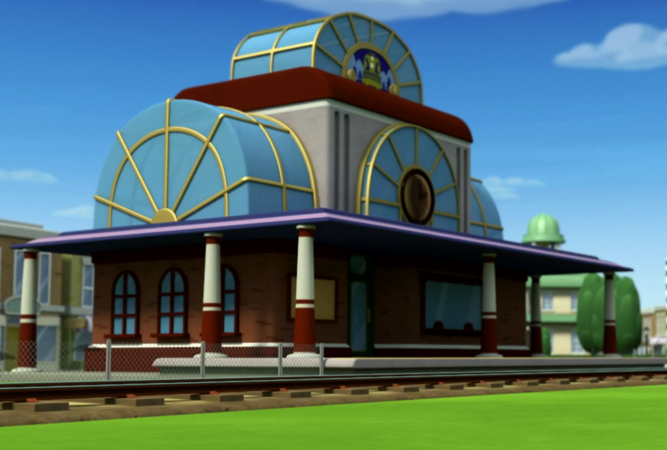 paw patrol train with caboose and tracks