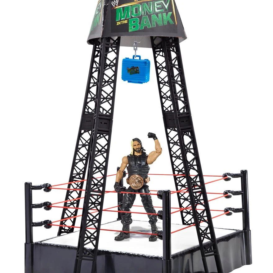 WWE Money In The Bank Ring with Seth Rollins Figure Pro Wrestling