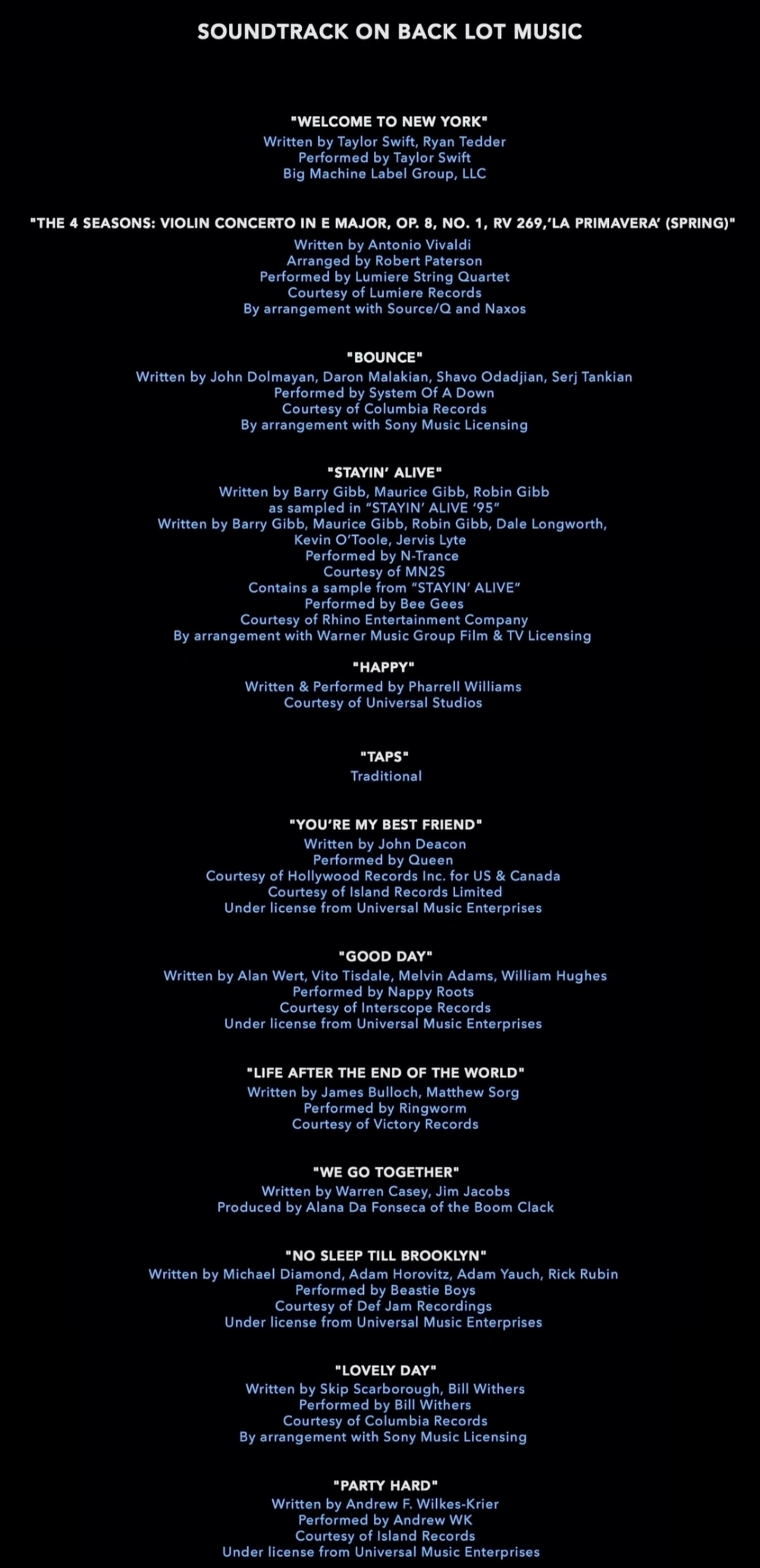 The Secret Life of Pets/Additional Songs The Secret Life of Pets Wiki