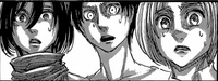 Mikasa Eren Armin shocked