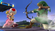 Link Peach Toad SSB4.jpg (122 KB) Link Peach Toad SSB4