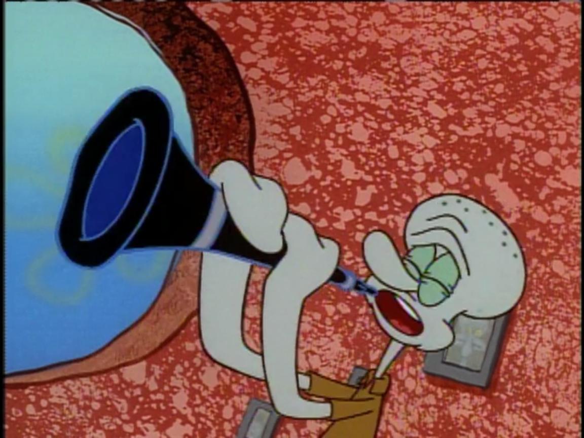 Image result for squidward blowing a trumpet