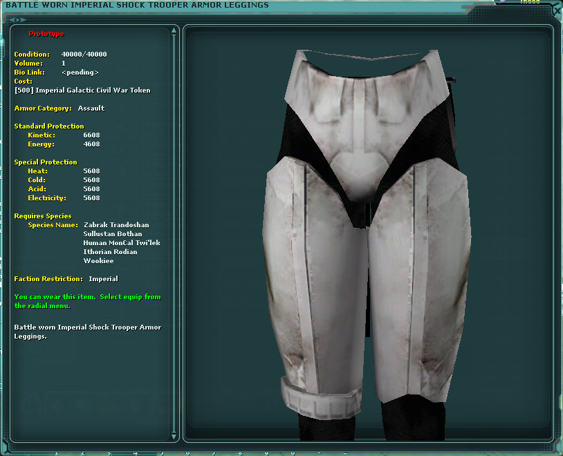 Battle Worn Imperial Shock Trooper Armor Leggings | SWG Wiki | Fandom powered by Wikia