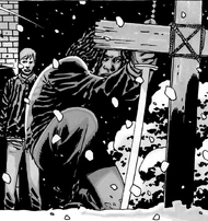 Michonne visitando la tumba de Morgan