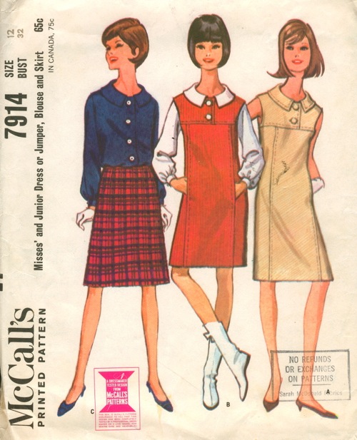 1960s dress/jumper, blouse and skirt pattern after Courrèges - McCall's 7914