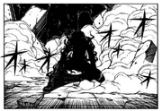 Yorumaru saliendo del Genjutsu con una extraña capa de chakra.png