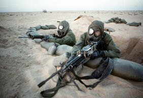 Gas mask soldiers