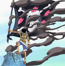Luffy Protects Hiluluk's Flag