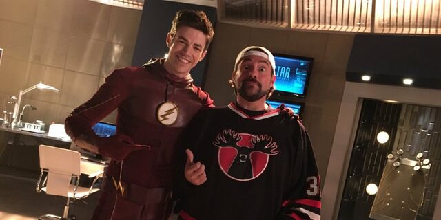 Файл:Grant-Gustin-Kevin-Smith-on-the-set-of-The-Flash-Runaway-Dinosaur.jpg