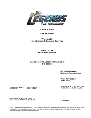 File:DC's Legends of Tomorrow script title page - Freakshow.png