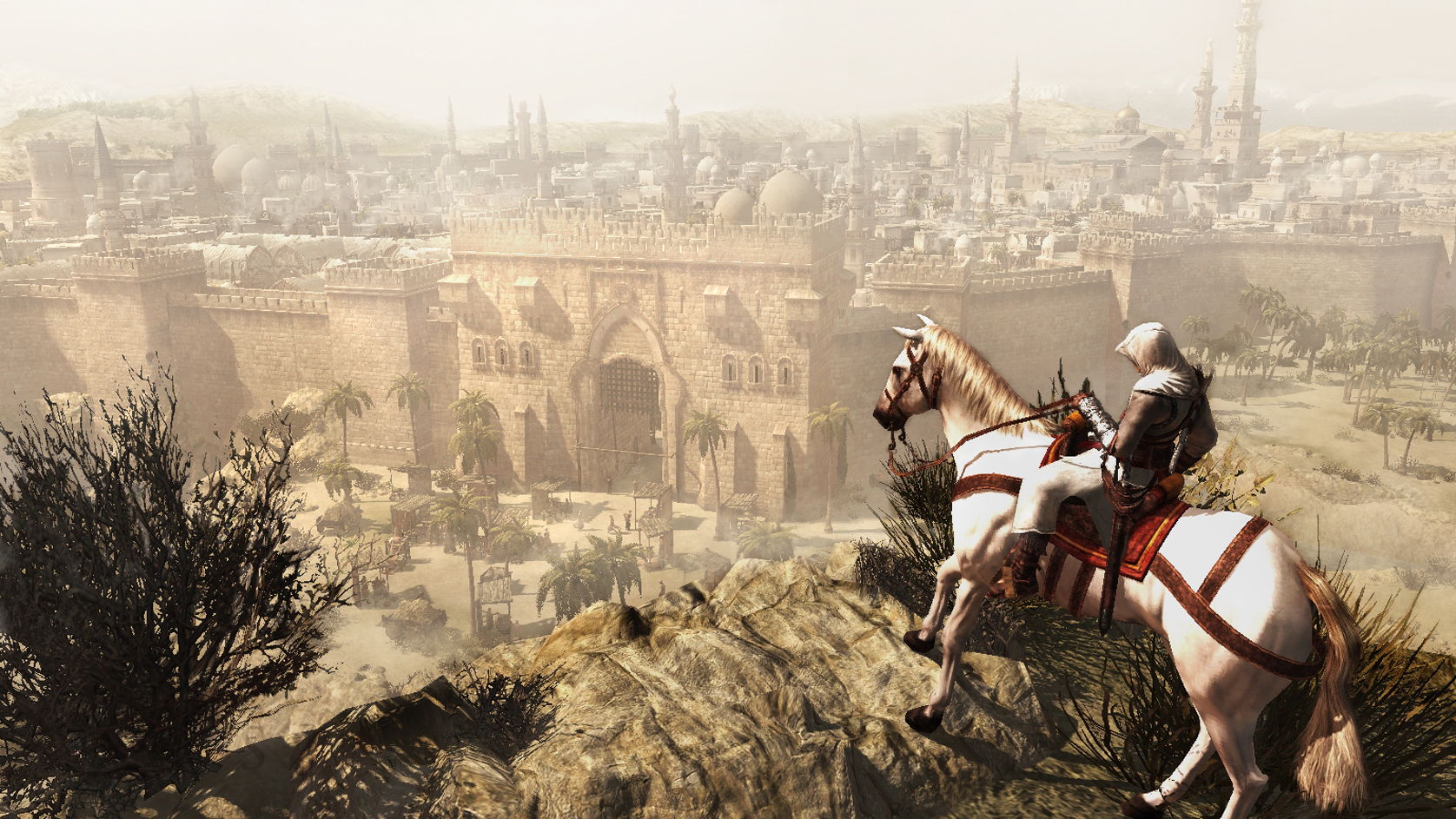 Первые ассасины игра. Assassins Creed 1 Дамаск. Ассасин Крид 2007 Альтаир на коне. Ассасин 2. Ассасин Крид 2007.