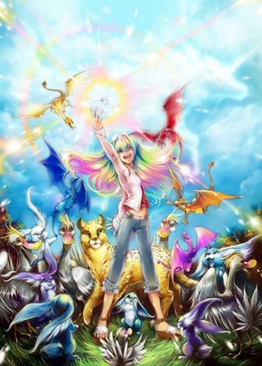 A girl with rainbow hair