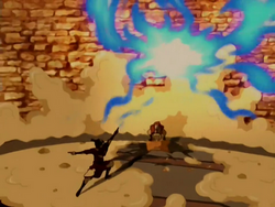 Aang wrecks the drill.png