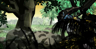 Reidak pursuing a Le-Matoran in the Green Belt