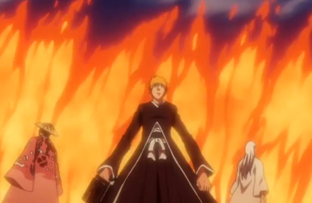 File:Ichigo, Kyoraku and Ukitake surrounded by Ryujin Jakka.png