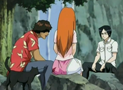 Yoruichi, Sado e Orihime tentam recrutar Ishida.png