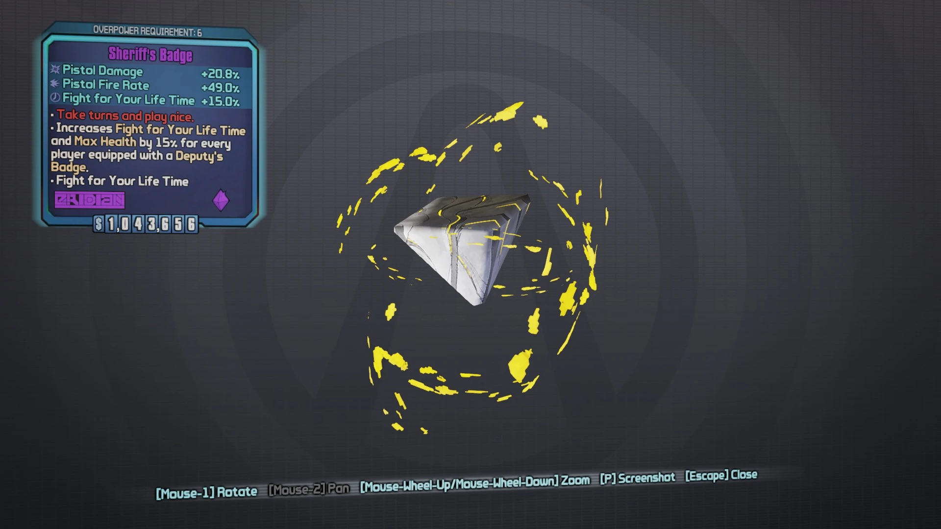 Image Sheriff's Badge OP6(1).jpg Borderlands Wiki