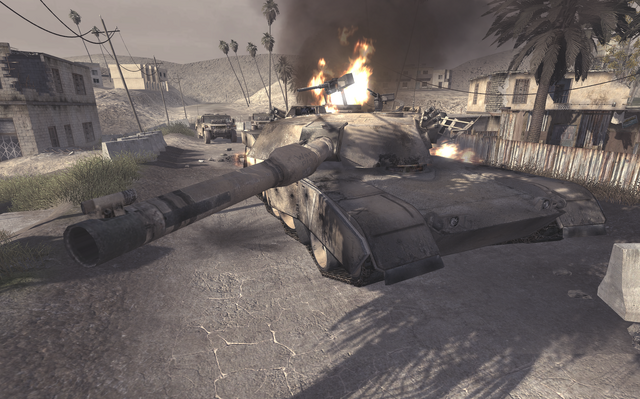 File:Destroyed Abrams Ambush COD4.png