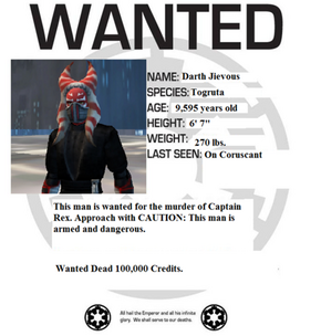 Darth Jievous wanted poster