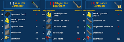 Yellow saber set