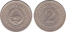 Yugoslavia 2 dinara 1990