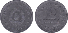 Yugoslavia 2 dinara 1945