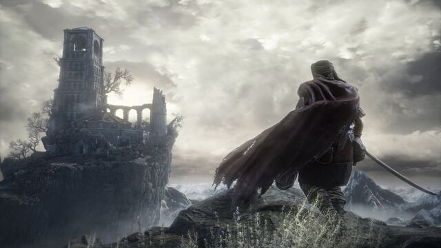 File:Mercenary overlooking Firelink Shrine-noscale.jpg