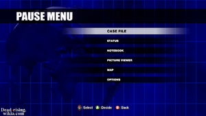 Dead rising pause menu